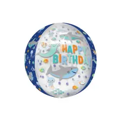 Orbz&reg; XL&trade; 16" Happy Birthday Sharks Foil Balloon
