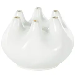 10" Wide White Multi Opening Ceramic Vase
