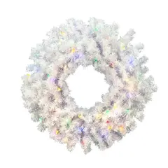 20" Multicolor LED Crystal White Pine Wreath