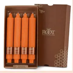 Root Candles 9" Unscented Grecian Collenette Taper Candles, 4ct. Pumpkin