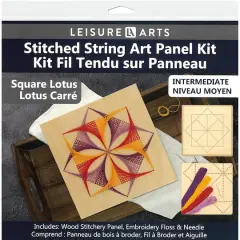 Leisure Arts&reg; Intermediate Square Lotus Wood Stitched String Art Panel Kit