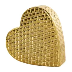 9" Gold Aluminum Heart Slanted Sculpture