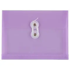 JAM Paper 5.5" x 7.5" Lilac Plastic Button & String Tie Closure Booklet Envelopes, 12ct.
