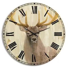 Designart 'Goldern Deer Iii Farmhouse Wall Clock