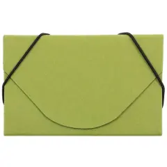 JAM Paper Kraft Ecoboard Business Card Case with Round Flap Lime Green