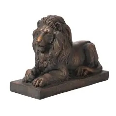 Glitzhome&reg; 22" Lying Guardian Lion Statue Brown