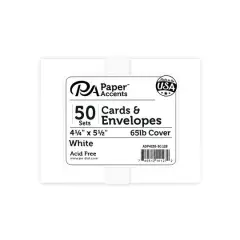 PA Paper&trade; Accents 4.25" x 5.5" White Card & Envelope Set, 50ct.