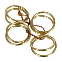 Hello Honey&reg; Modern Round Brass Napkin Rings with Leather Tie Set