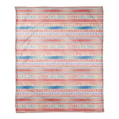 Patriotic Watercolor Folksy Pattern Coral Fleece Blanket
