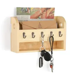 NEX&trade; Brown Wood Wall Mounted Mail & Key Holder
