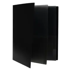 JAM Paper Heavy Duty Plastic 6-Pocket Folder, 2ct. Black