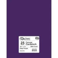 PA Paper&trade; Accents 8.5" x 11" 80lb. Canvas Cardstock Paper, 25 Sheets Deep Purple