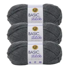 3 Pack Lion Brand&reg; Basic Stitch Anti Pilling&trade; Yarn Charcoal Heather