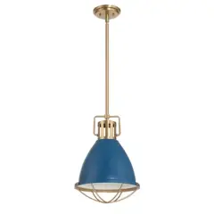 Hello Honey&reg; Kent Industrial Oversized Caged Metal Ceiling Light Blue/Gold