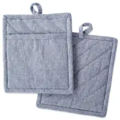 DII&reg; Solid Chambray Potholders, 2ct. Blue