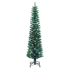 6ft. Pre-Lit Green Tinsel Artificial Christmas Tree, Clear Lights