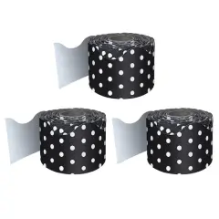 Carson Dellosa&reg; Black with White Polka Dots Rolled Scalloped Border, 195ft.