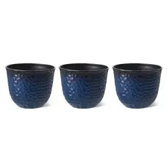 Glitzhome&reg; 11.75" Honeycomb Textured Cobalt Blue Faux Ceramic Plastic Planters, 3ct.