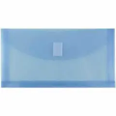JAM Paper 5.25" x 10" Plastic #10 Hook & Loop Envelopes with 1" Expansion, 24ct. Blue
