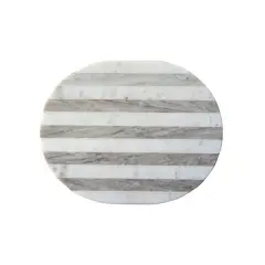 Hello Honey&reg; 15'' Gray & White Striped Oval Marble Cheese & Cutting Board