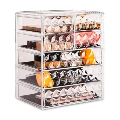 Sorbus Brown Makeup & Jewelry Storage Case with 3 Large & 4 Small Drawers