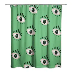 Eyeball Pattern Shower Curtain Green