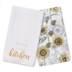 Bless This Kitchen Tea Towel Set Gold