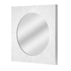 American Art Decor Carved Recollections Box Top Carved Mirror in Distressed White - 24" x 24"