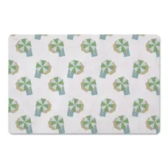 Umbrella Pattern Floor Mat White and Green