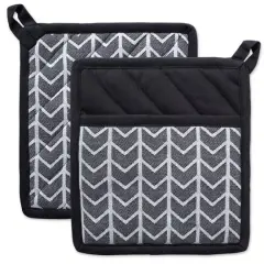 DII&reg; Black & White Herringbone Potholder (Set of 2)