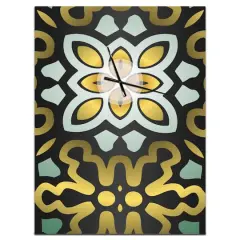 Designart 'Ethnic Floral Geometric Ornament Modern Rectangular Wall Clock