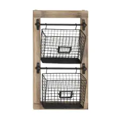 25" Black Metal Farmhouse Magazine Rack Holder