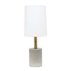 Lalia Home 18" Antique Brass Concrete Table Lamp with Linen Shade Brass and White