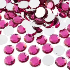 John Bead 12mm Acrylic Round Flat Back Rhinestones, 400ct. Fuchsia