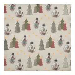 Cream Tree & Globe Pattern Cotton Twill Napkin