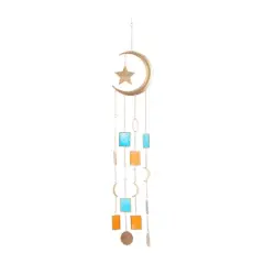 Gold Contemporary Moon and Sun Windchime, 8" x 2" x 41"