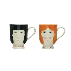 Hello Honey&reg; Painted Faces Stoneware Mug Set