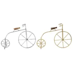 Gold and Silver Metal Contemporary Bicycle Set