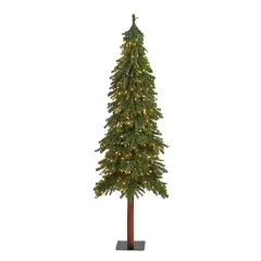 6ft. Pre-Lit Grand Alpine Artificial Christmas Tree, Clear LED Lights