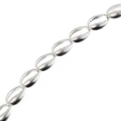 John Bead Matte Silver Metal Cowrie Beads, 16mm