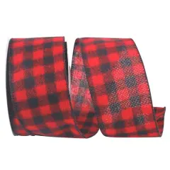 Reliant 2.5" x 25yd. Red Buffalo Plaid Wired Ribbon, 25yd.