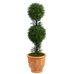 3.5ft. Boxwood Double Ball Topiary Artificial Tree in Terra Cotta Planter