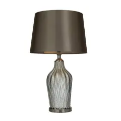 Black Linen Contemporary Table Lamp, 25" x 17" x 15"