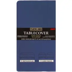 JAM Paper 108" Rectangular Plastic Lined Paper Table Cover Navy Blue