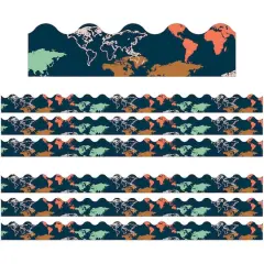 Carson Dellosa&reg; Let's Explore World Map Scalloped Border, 234ft.