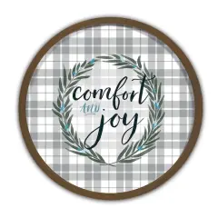 Comfort and Joy Round Brown Framed Print Wall Art