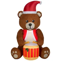 6ft. Airblown&reg; Animated Inflatable Drummer Boy Teddy Bear