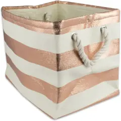 DII&reg; Large Striped Rectangle Woven Paper Storage Basket Copper
