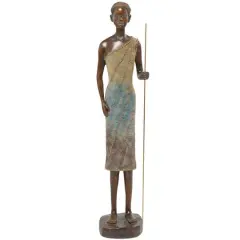 28" Multicolor Polystone Standing Woman with Intricate Details Sculpture