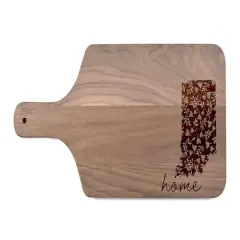 17" Floral Home State Walnut Paddle Cutting Board Indiana